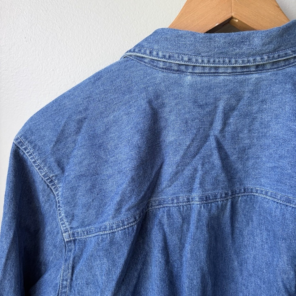 Mountain Lake Womens Denim Button Down Shirt Medium Wash 100% Cotton Size XL - Picture 8 of 10
